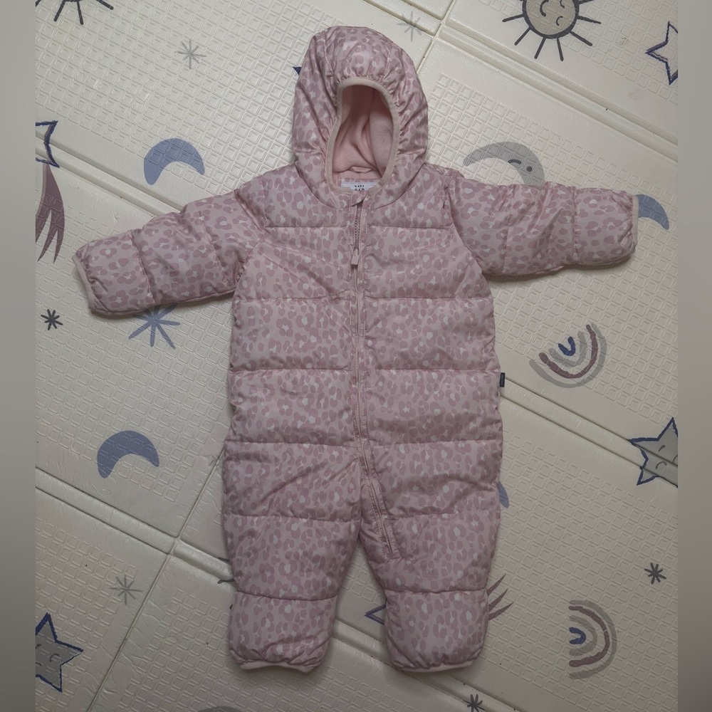 Gap Pink Leopard Print Baby 6-12m  Snowsuit